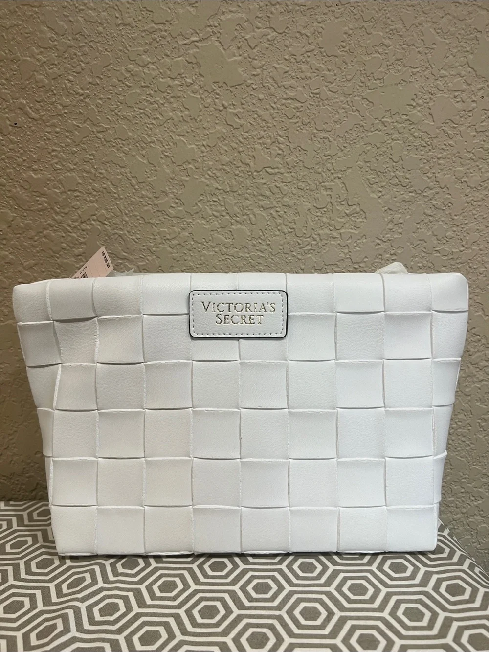 Victoria's Secret White Woven Cosmetic Pouch